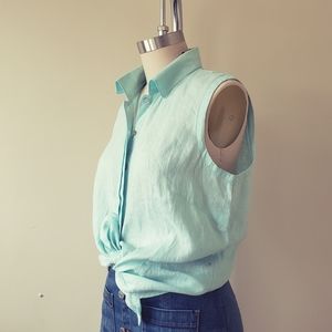 Large Mint linen sleeveless top